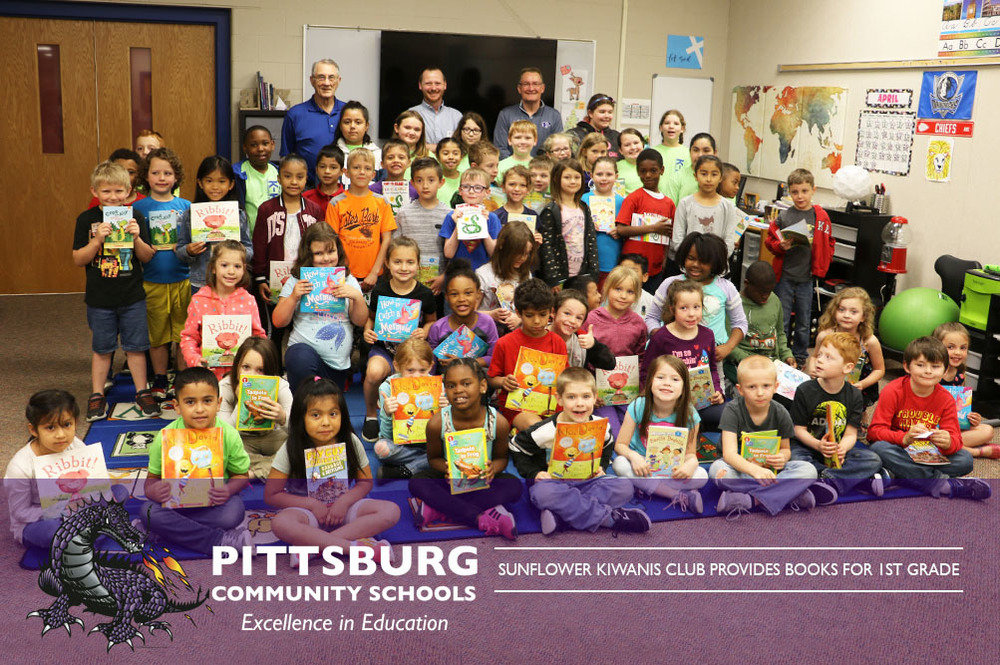 Sunflower Kiwanis Club Provides Books for 1st Grade