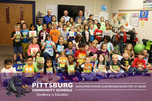 Sunflower Kiwanis Club Provides Books for 1st Grade